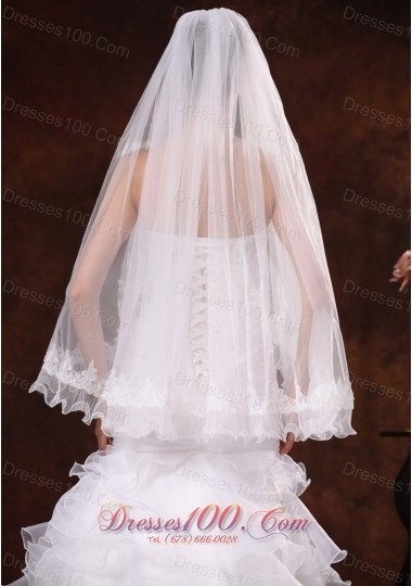 Veils for Brides Tulle with Lace Appliques Edge