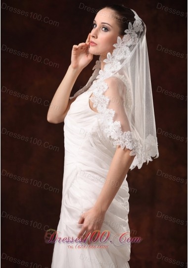Bridal Veils for Wedding with Lace Appliques and Tulle