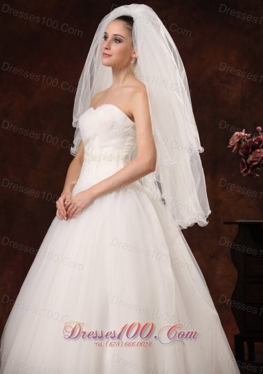 inspired Organza Bridal Veils Two Layers Ribbon Edge