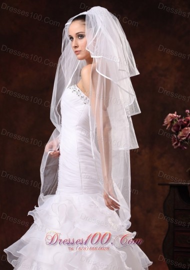 Wedding Party Veils in Four-tier Organza with Pearl Trim