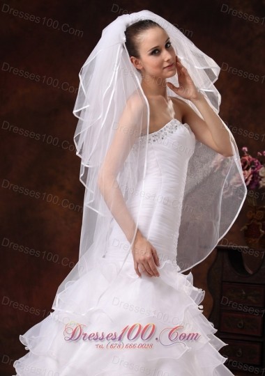 Wedding Party Veils in Four-tier Organza with Pearl Trim