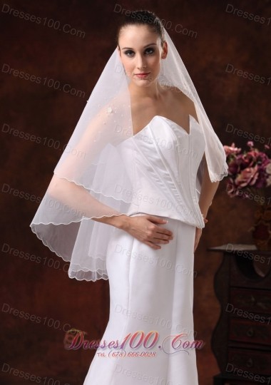 Simple Organza Two Layers Wedding Veil for Brides