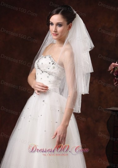 Wedding Party Pearl Trim Edge Tulle Bridal Veil