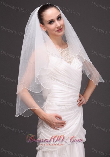 Oval Shaped Two-tier Organza Graceful Wedding Veils