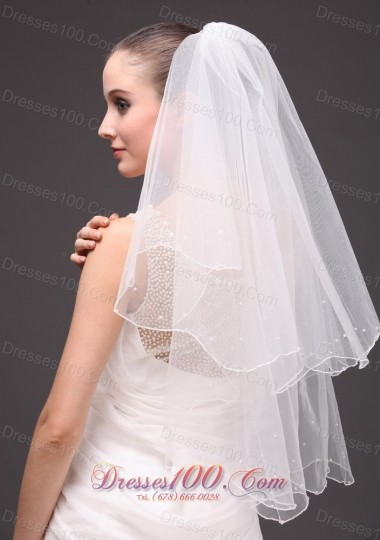Oval Shaped Two-tier Organza Graceful Wedding Veils