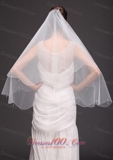 Two-tier Veil For Wedding Party Tulle Drop