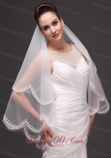 Two-tier Oval Shaped Tulle Wedding Veil On Sale