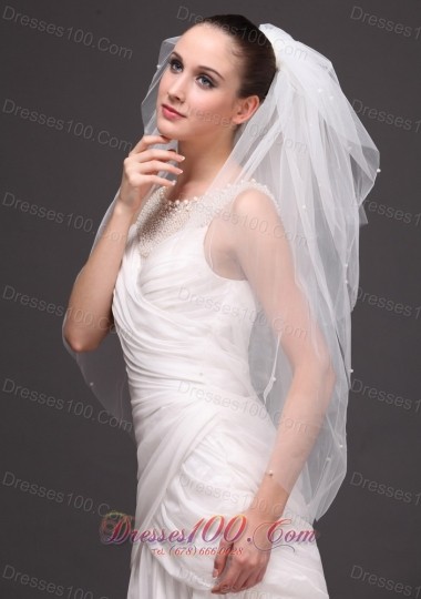 Four-tier Cut Edge Drop Bridal Veil Tulle