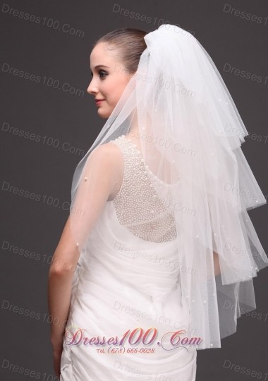 Four-tier Cut Edge Drop Bridal Veil Tulle