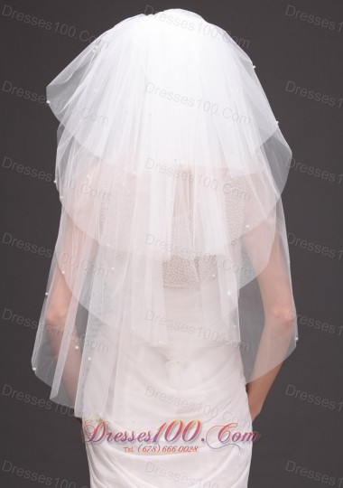 Four-tier Cut Edge Drop Bridal Veil Tulle