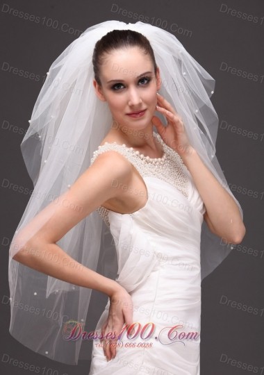 Four-tier Cut Edge Drop Bridal Veil Tulle