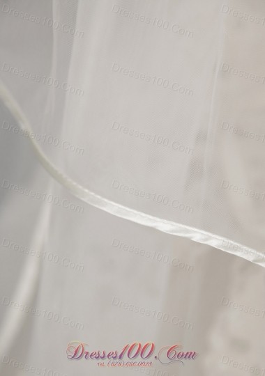 Two Layers Ribbon Edge Tulle Bridal Wedding Veils