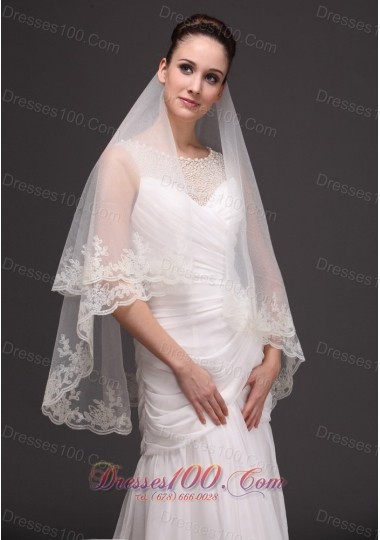 Oval Shaped Bridal Veils For Wedding Two-tier