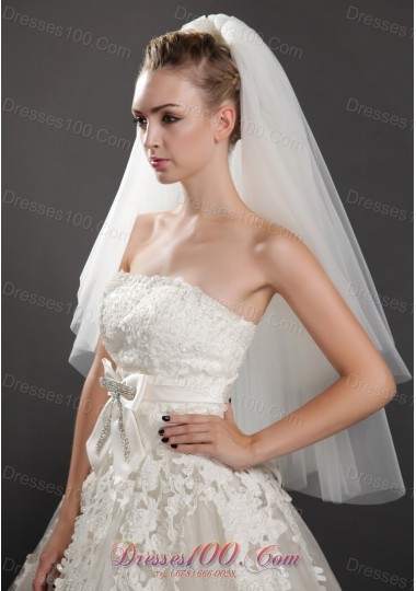 Stunning Two-tier Waterfall Bridal Veils Tulle