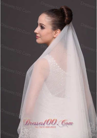 Beading Trim Edge Tulle Bridal Veil For Wedding
