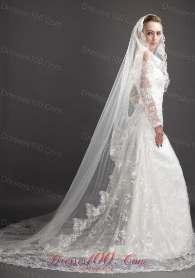 Tulle Embroidery Wedding Veils Angel cut