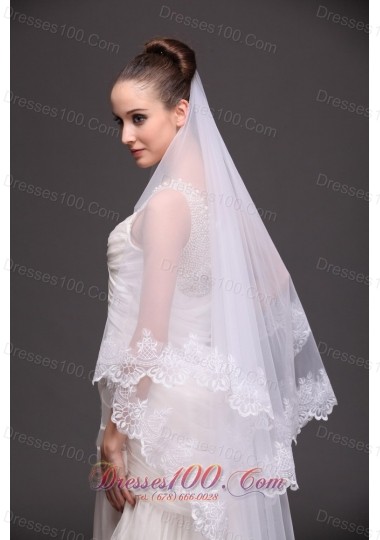 Wedding Drop Veil Two-tiered Lace 2013