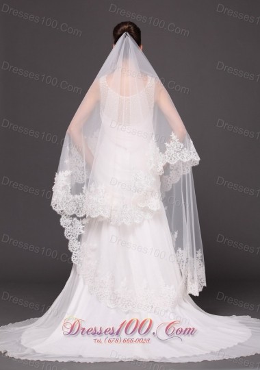 Cathedral 2013 Wedding Veil Lace Applique Edge