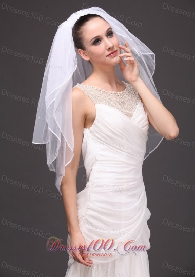 Three-Tier Tulle Bridal Veil Wedding White
