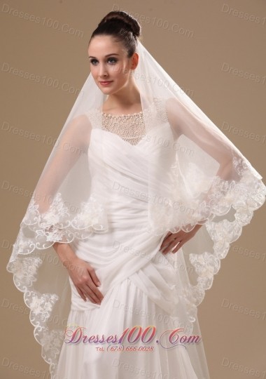 Lace One-tiered Cathedral Tulle Wedding Veil