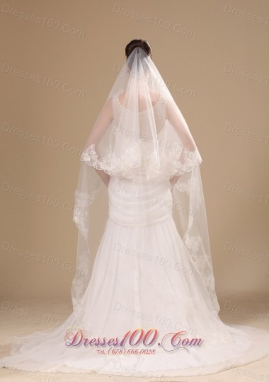 Lace One-tiered Cathedral Tulle Wedding Veil