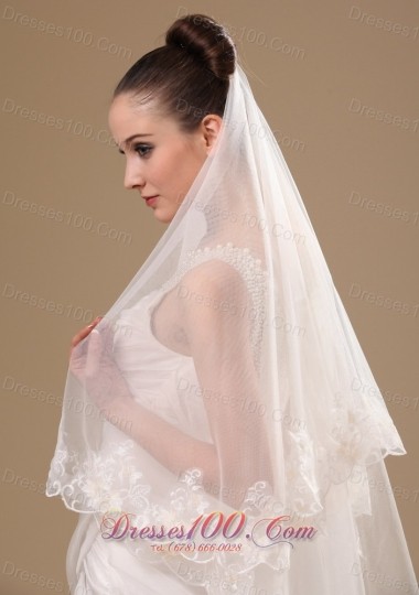 Lace One-tiered Cathedral Tulle Wedding Veil
