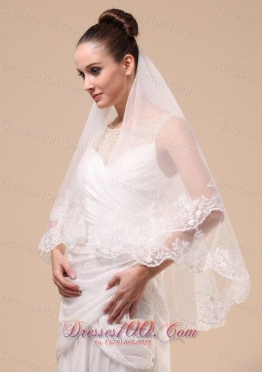 Lace Applique 2013 Two-tier Tulle Wedding Veil