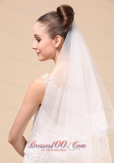 Lace Applique 2013 Two-tier Tulle Wedding Veil