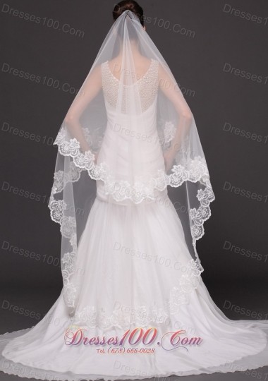 Lace Applique 2013 Tulle Graceful Wedding Veil