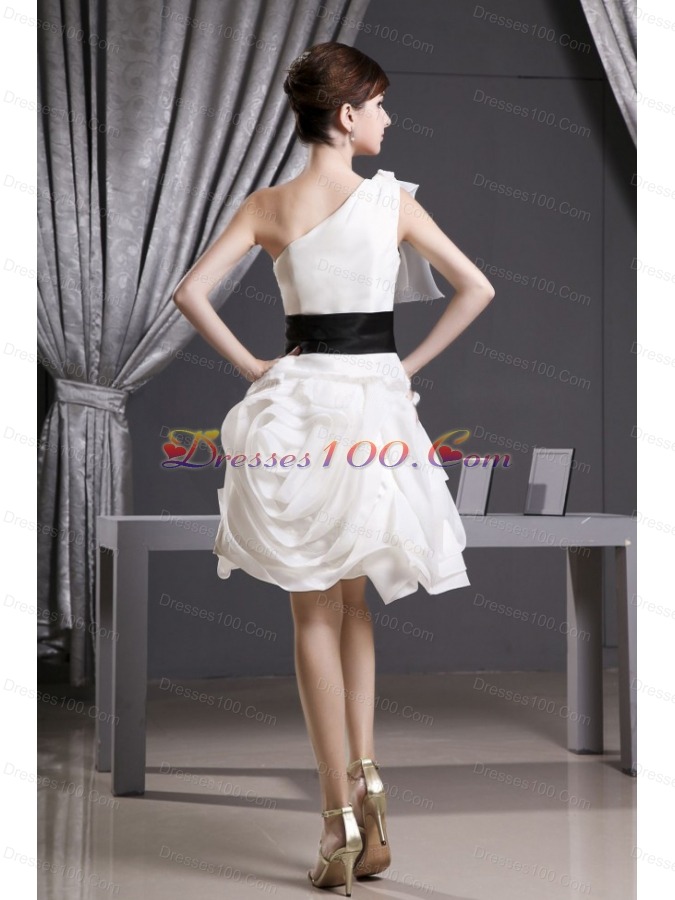 Short Wedding Dress Belt One Shoulder Short Sleeve