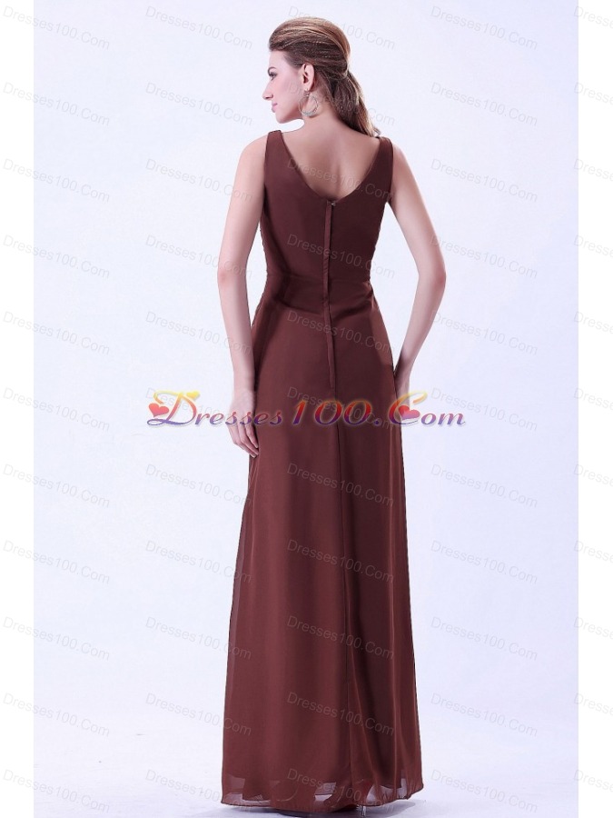 V-neck Chiffon Brown Mother Dresses Under 150