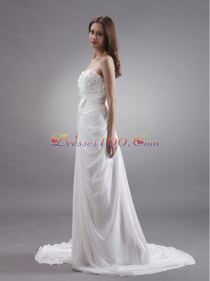 Hand Made Court Chiffon Wedding Dress Empire