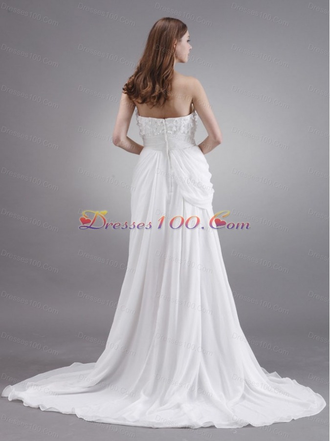 Hand Made Court Chiffon Wedding Dress Empire