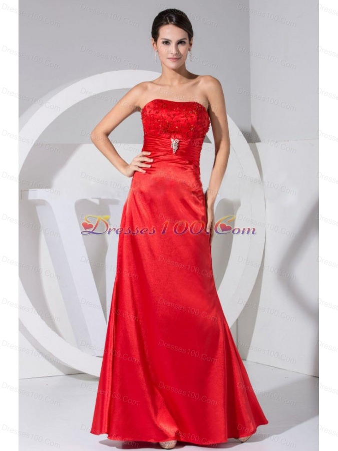 Beading and Embroidery Decorate Red Mother Bride Dress