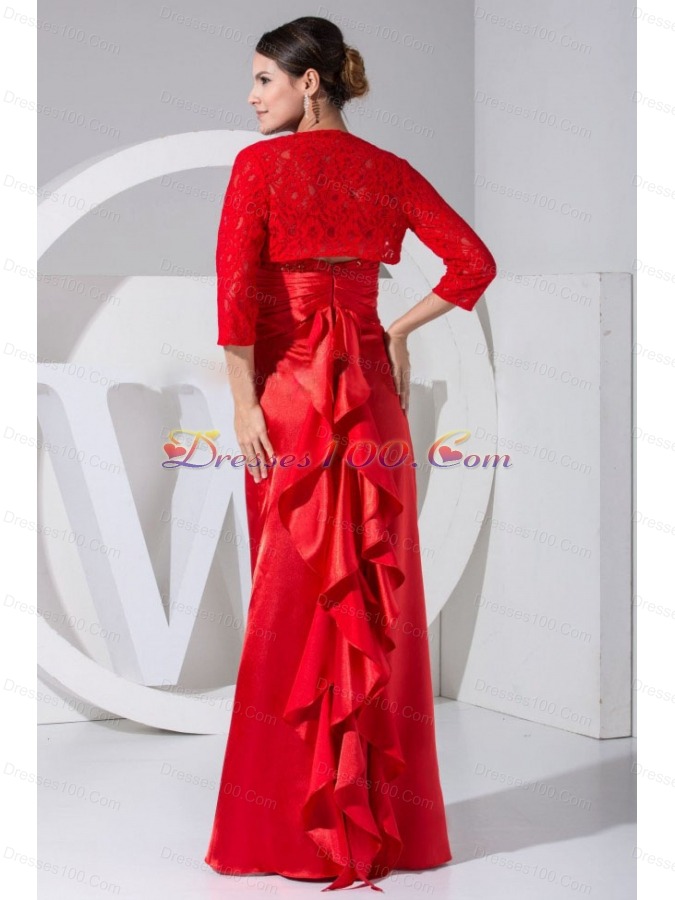 Beading and Embroidery Decorate Red Mother Bride Dress