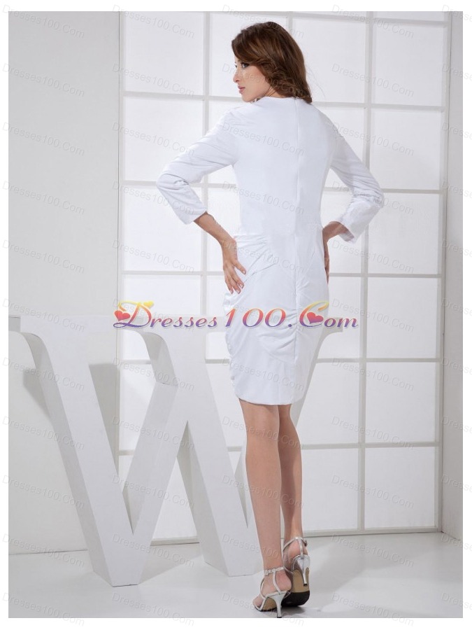 V-neck 3/4 Sleeves Column Mini Mother Bride Dress