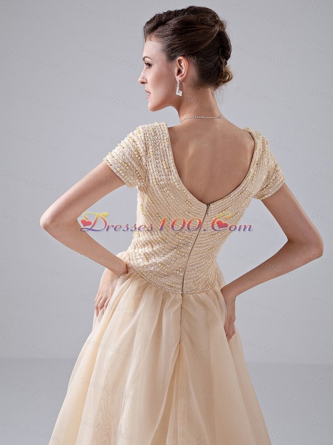 Off Shoulder A-Line Court Train Church Wedding Dress