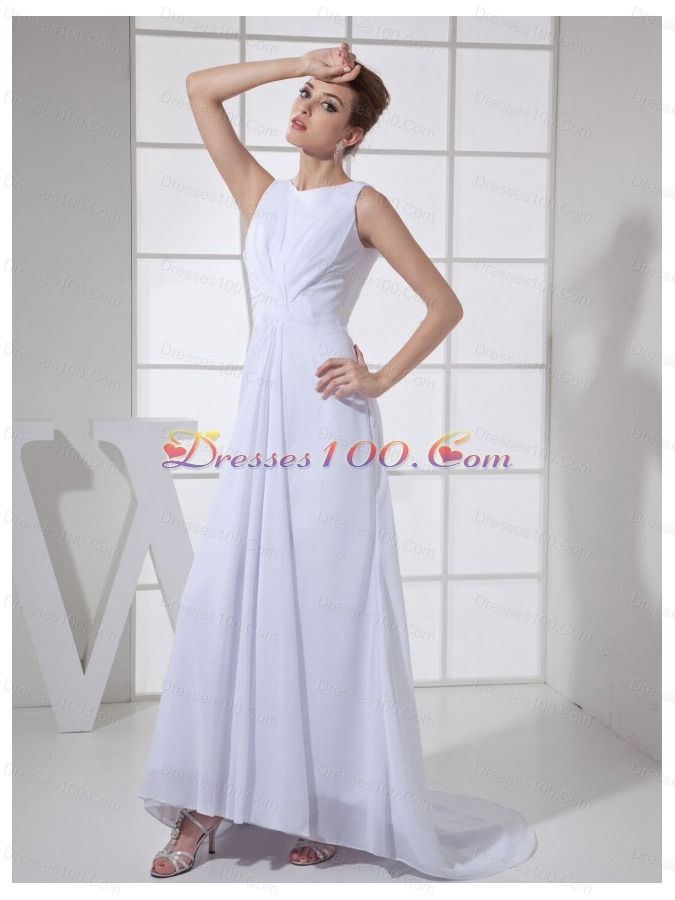 Bateau White Mother Bride Dress Brush High Low