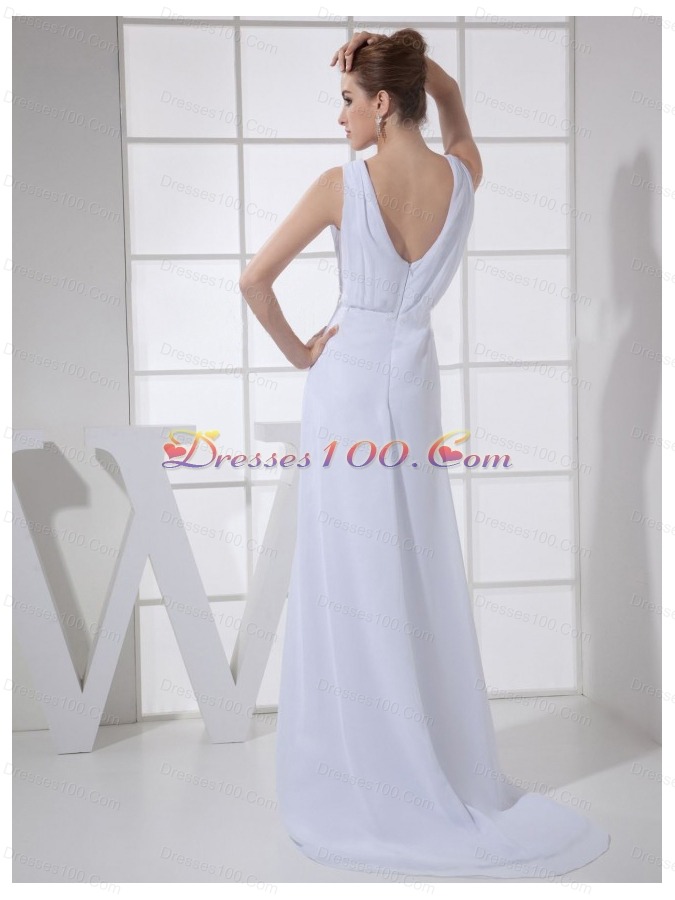 Bateau White Mother Bride Dress Brush High Low