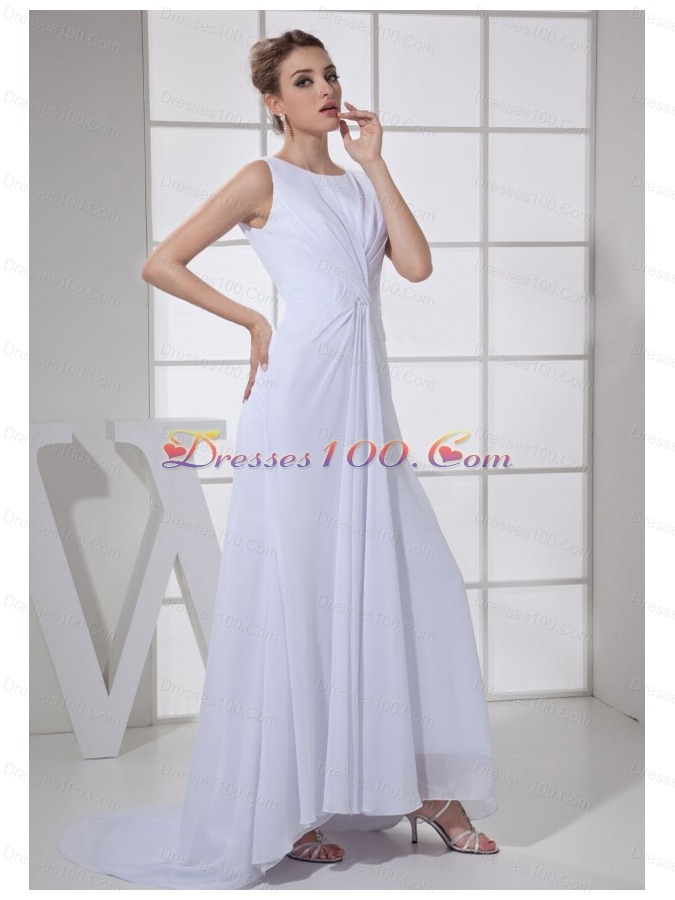 Bateau White Mother Bride Dress Brush High Low
