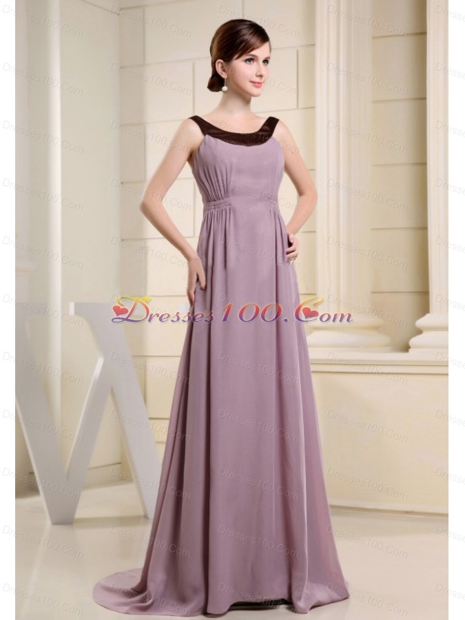 Scoop Mother Bride Dress Light Purple and Brush 