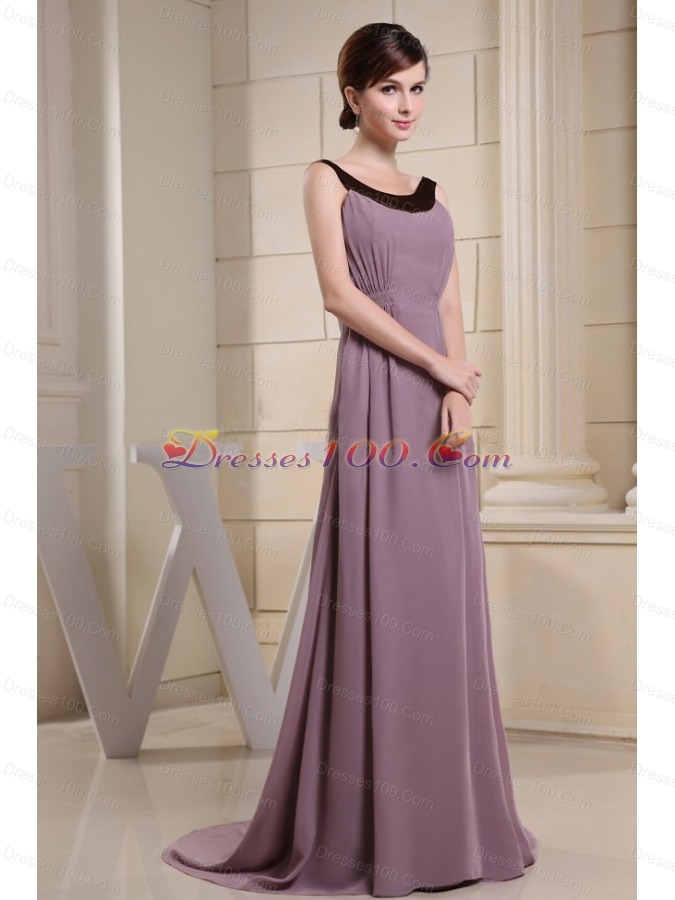 Scoop Mother Bride Dress Light Purple and Brush 