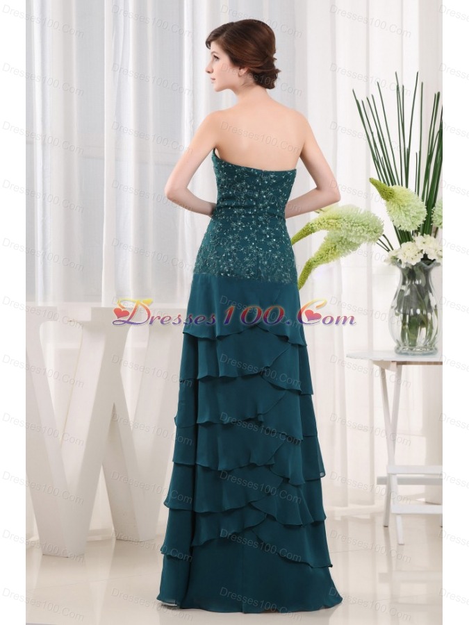 Beading Half Sleeves Jacket Teal Mother Bride Dress
