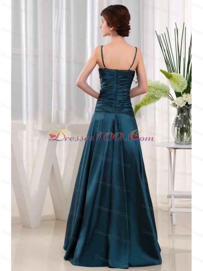 Teal Straps A-Line Long Appliques Mother Bride Dress