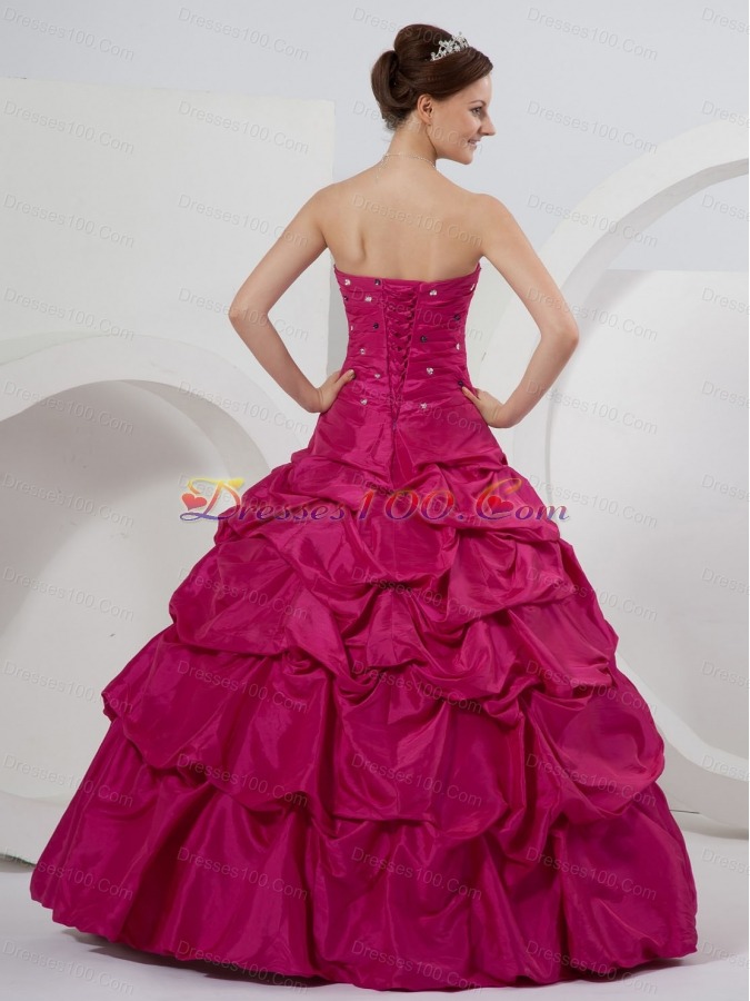 Fuchsia Beaded and Pick-ups Ball Gown On Sale