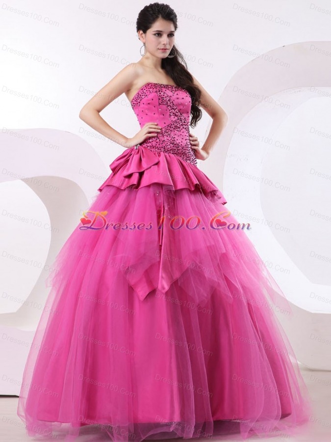 Hot Pink Quinceanera Dress With Beading For Gustomers
