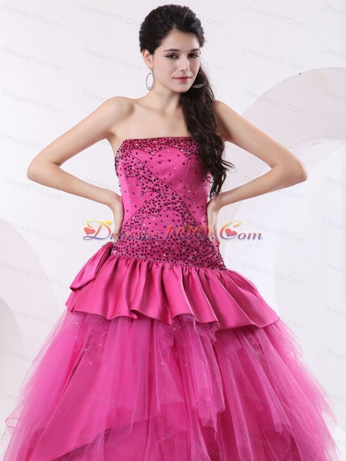 Hot Pink Quinceanera Dress With Beading For Gustomers