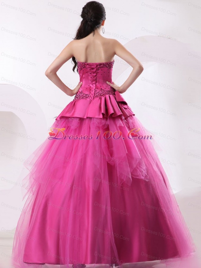 Hot Pink Quinceanera Dress With Beading For Gustomers