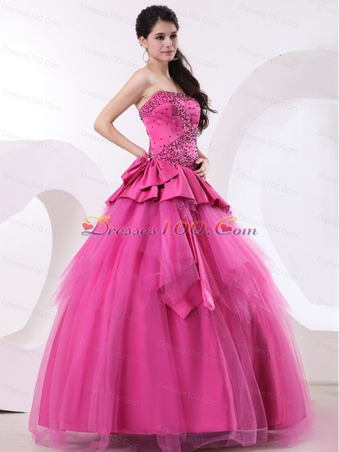 Hot Pink Quinceanera Dress With Beading For Gustomers