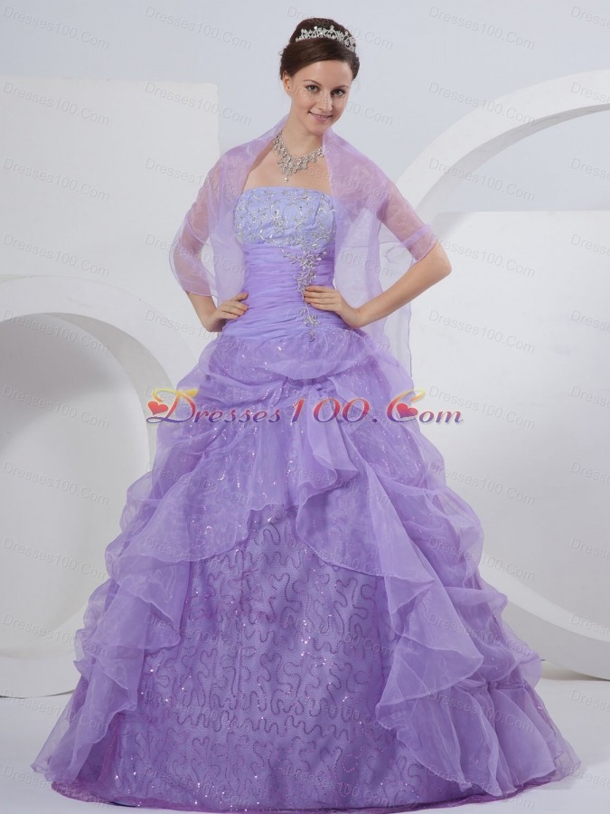 Lilac One Shoulder Tulle Quinceanera Dress On Sale